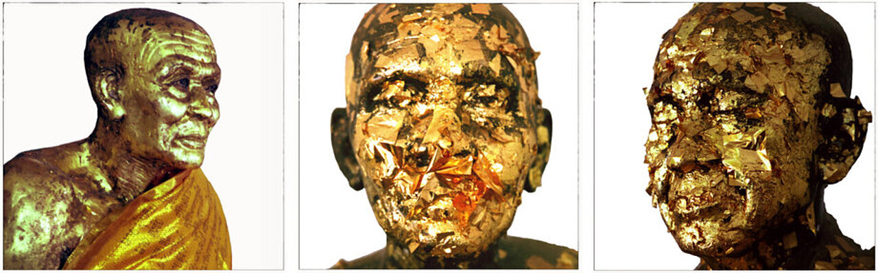 Bilder der Ausstellung Na Hin Goldblattmönche der Künstler Andrea Markand und Markus Markand Ausstellung 2007