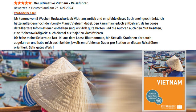 Postives Kundenfeedback zum Vietnambuch der Reihe Stefan Loose Travelhandbuch